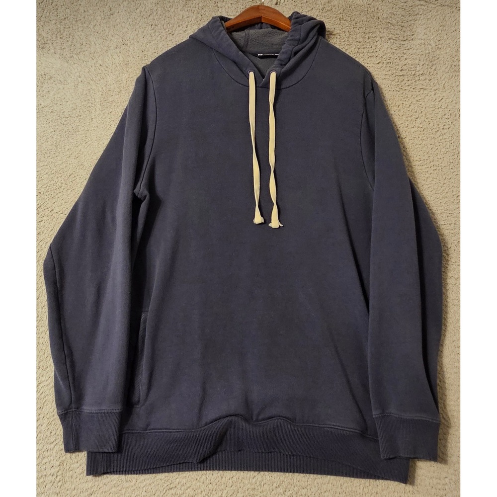 TravisMathew Cloud Hoodie Mens Large Blue Fleece Pullover 1MU475 Drawstring L